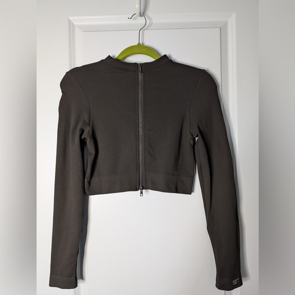 Set Active Scultflex Sculpt Zip Up Jacket Pepper Brown Size Medium